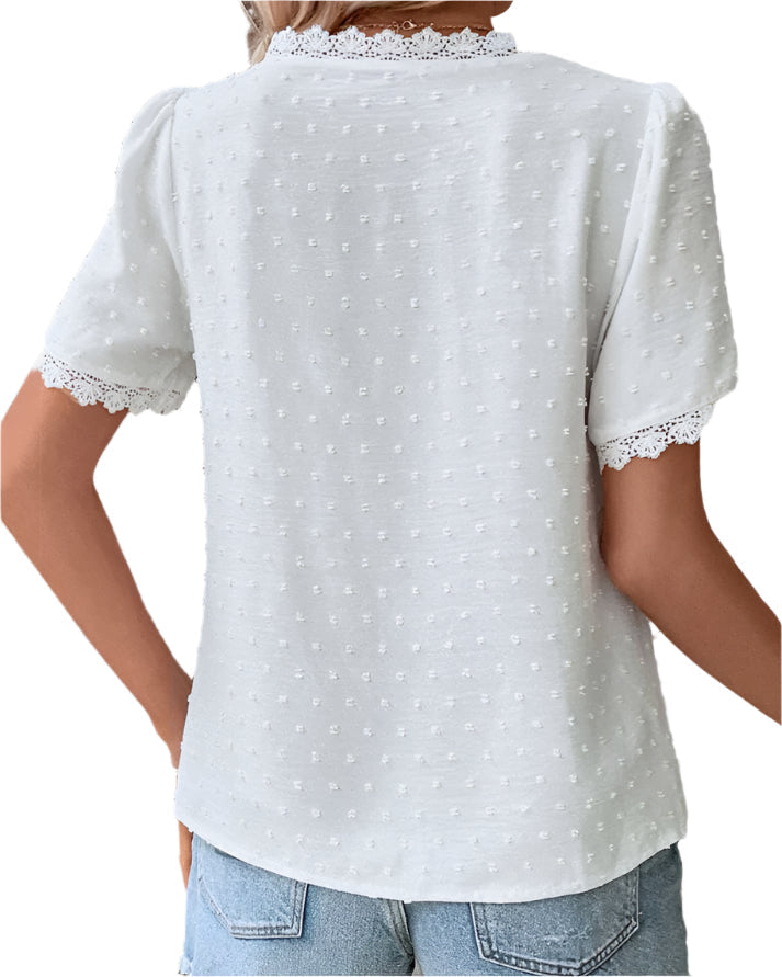 Lara | Lace Trim Textured Blouse