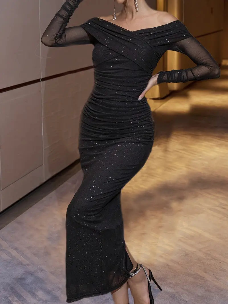 Long Sleeve Mesh Dress